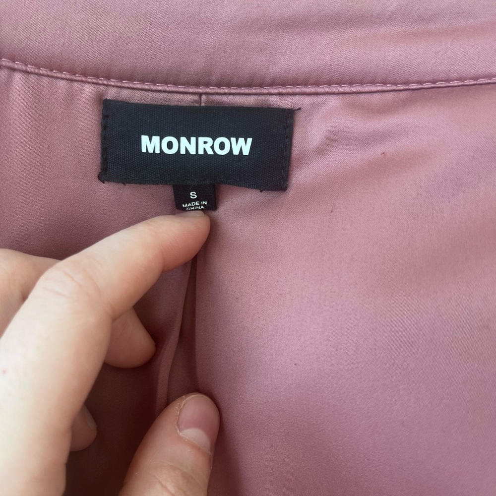 MONROW Pink Plaid Wool-Blend Long Shacket Size S - Picture 10 of 10